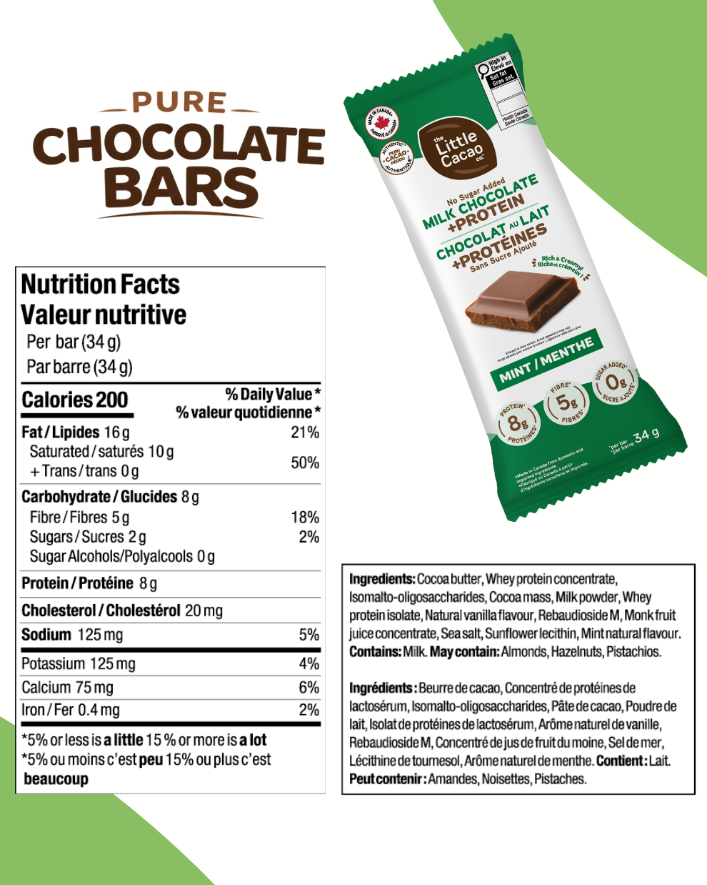 Creamy Pure Chocolate Bars, Zero Sugar added, +High Protein (16g*), High Pre-Biotics Fibre, VARIETY (x4 Milk, x4 Dark, x2 Mint) *Best Seller* (10x34g)