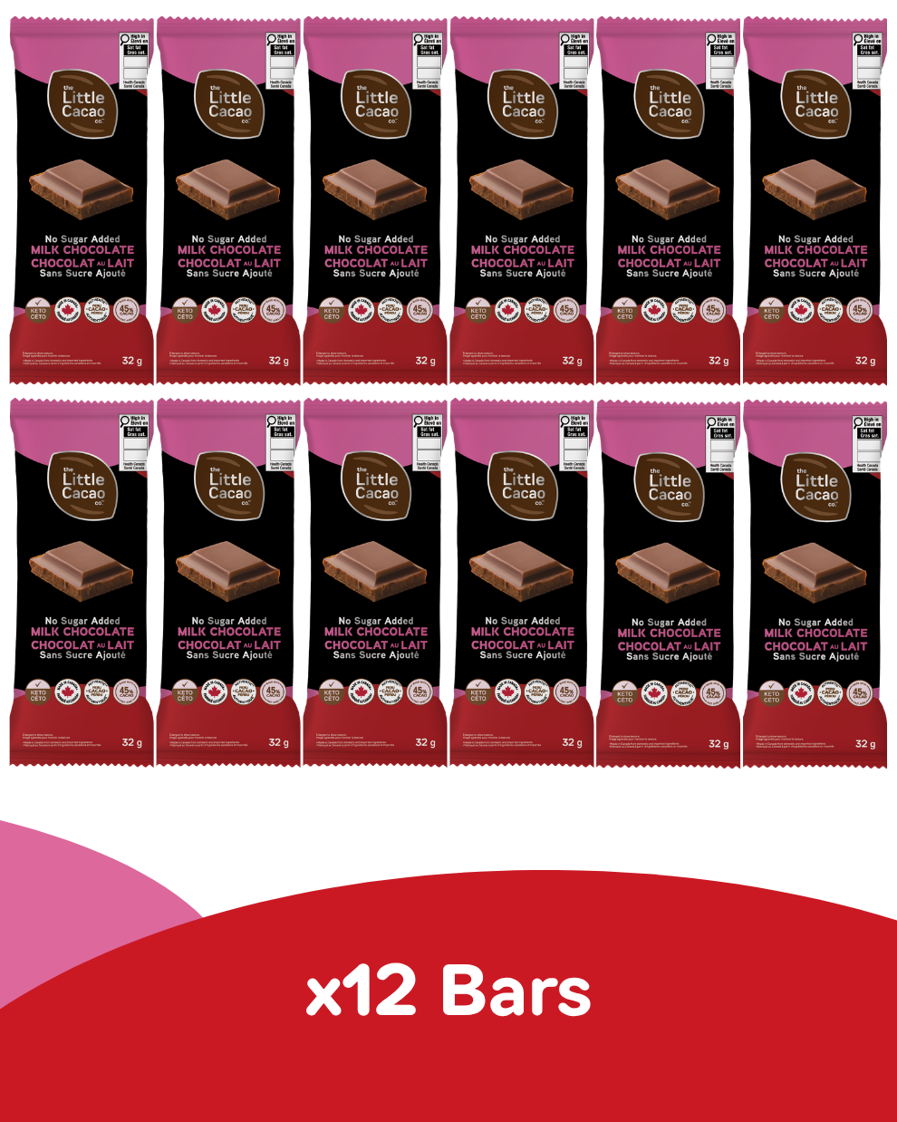 Creamy, Melt-in-your-Mouth Pure Chocolate Bars, Zero Sugar added, High Pre-Biotics Fibre, Milk Chocolate, High Antioxidants (12x32g)