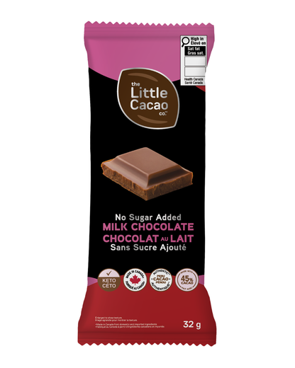 Creamy, Melt-in-your-Mouth Pure Chocolate Bars, Zero Sugar added, High Pre-Biotics Fibre, Milk Chocolate, High Antioxidants (12x32g)